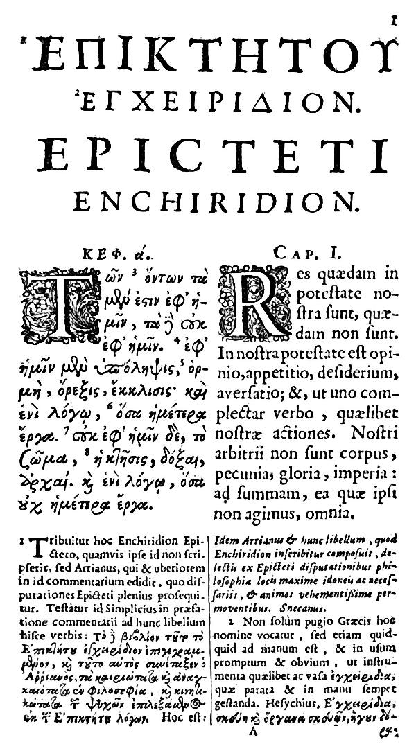 Beginning of the “Handbook” by Epictetus